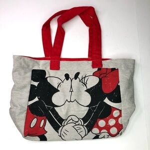 Disney Mickey Mouse Minnie Mouse kissing tote bag black grey red Love